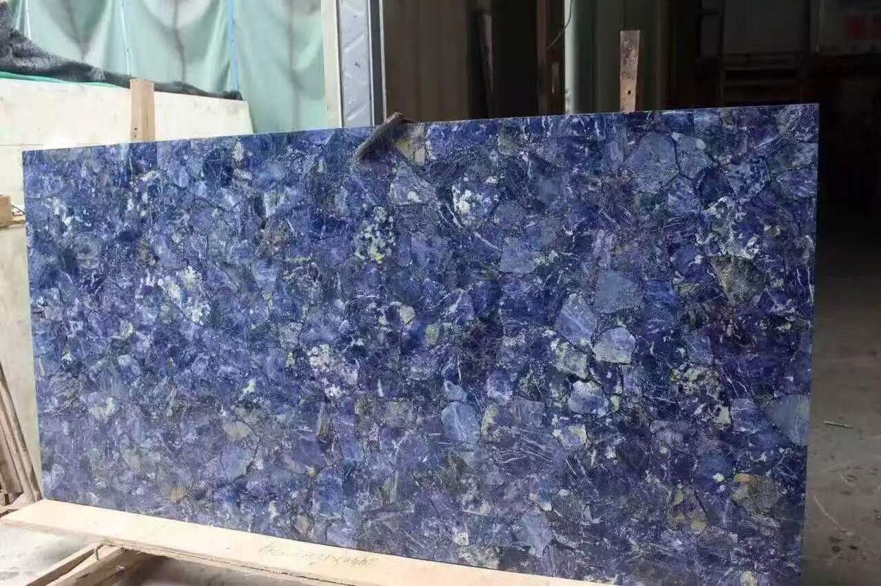 natural translucent crystal blue backlit onyx stone slab center coffee table countertop price per square meter