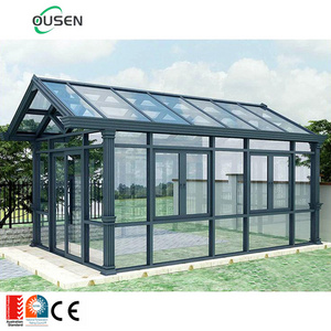 Extendable four season winter garden house waterproof insulated glass retractable sunroom roof panels kit with screen