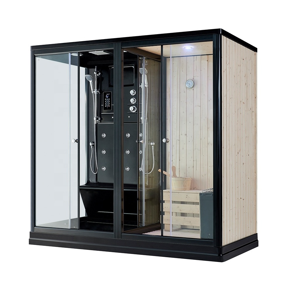 Cabin Bath Guangdong Sauna and Steam Room Two Person Black Shower Room Wooden Infared Dry Sauna Spa Capsule