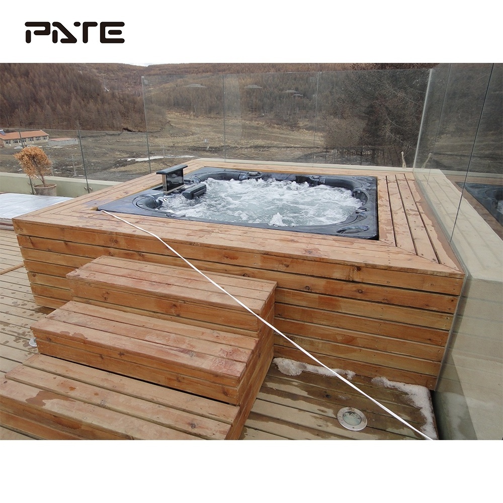 7 person hot tubs hydromassage wooden barrel bathtub massage system