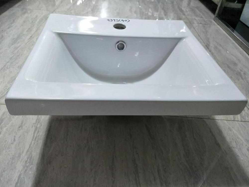 PATE square shape ceramic hand wash basin pvc bathroom vanity 3cm small size wash basin