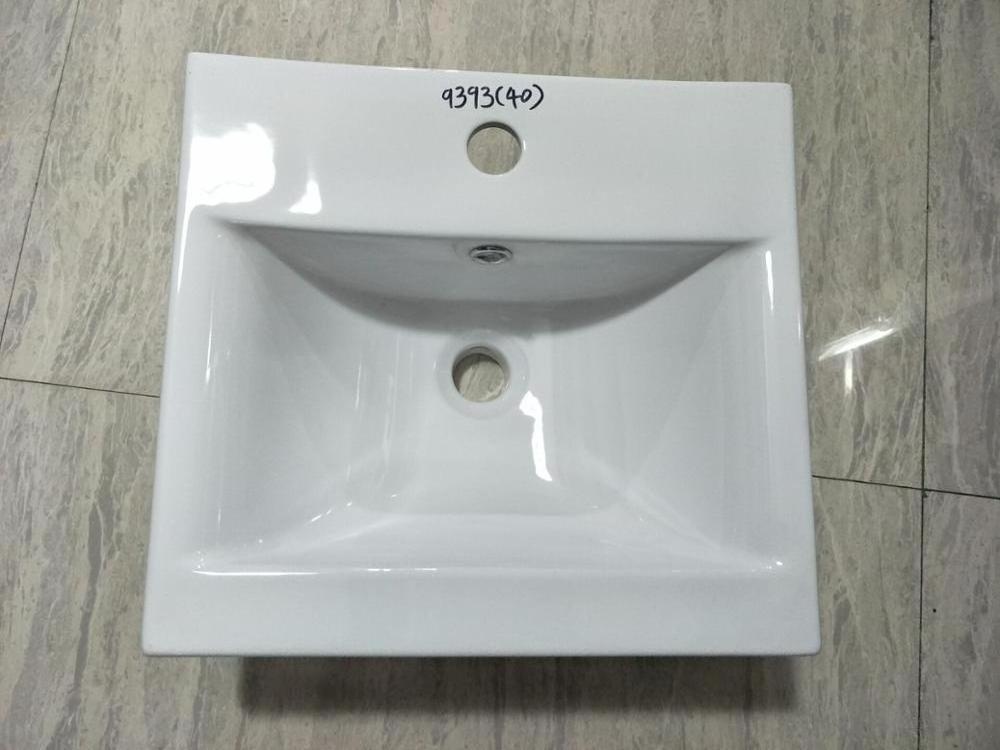 PATE square shape ceramic hand wash basin pvc bathroom vanity 3cm small size wash basin