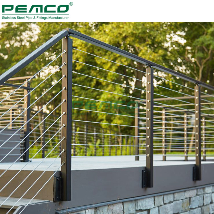 Outdoor Low Maintenance Designs 304 316 Stainless Steel Black Cable Balustrade Deck Wire Rope Railing