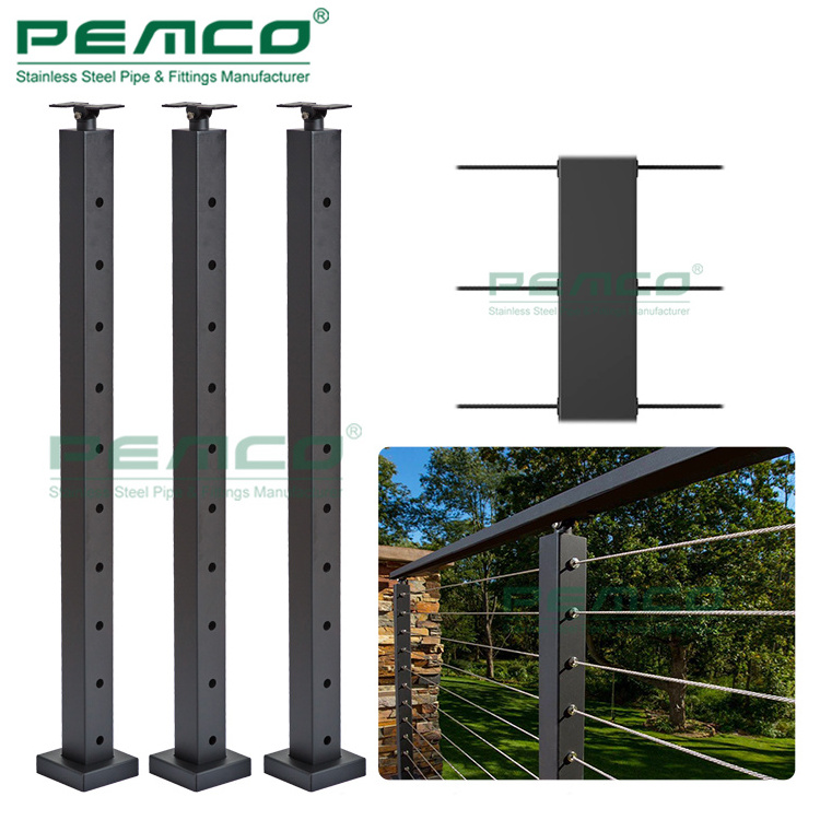 Exterior Black Deck Wire Rope Balustrade Cost Adjustable Balcony Stainless Steel Deck DIY Cable Railing System