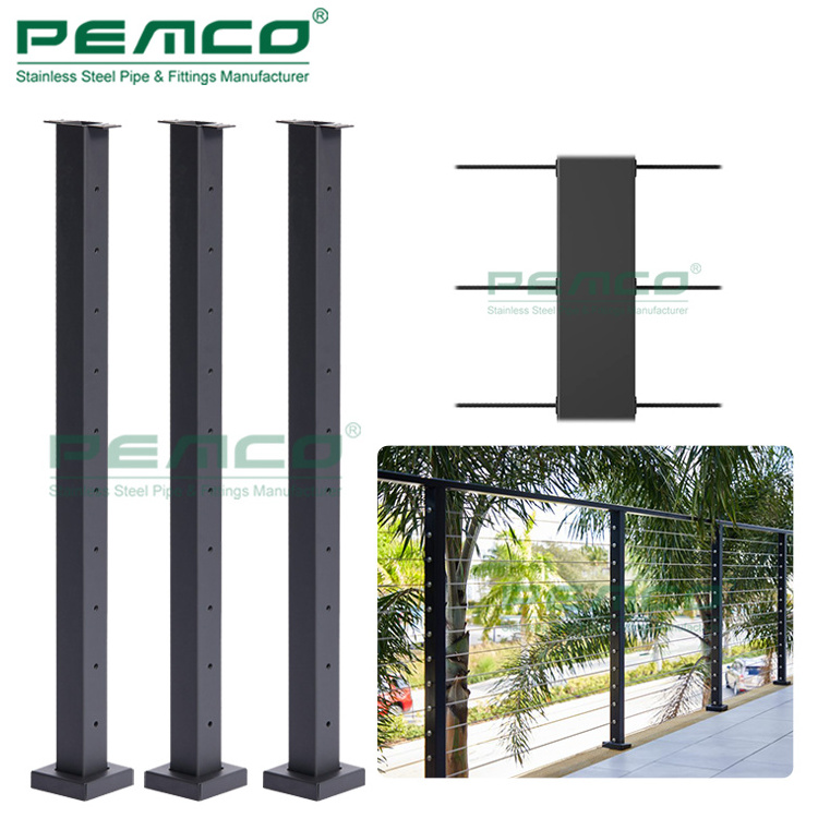 Exterior Black Deck Wire Rope Balustrade Cost Adjustable Balcony Stainless Steel Deck DIY Cable Railing System