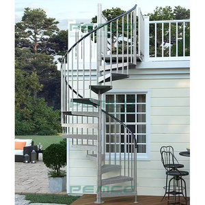 Prefabricated Space Saving Circular Spiral Stair Design Decorative Outdoor White Color Steel Spiral Staircase Kit