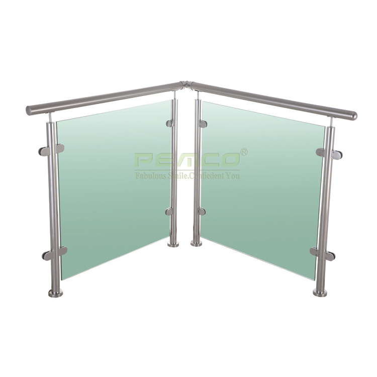 Hot Selling Tempered Glass Balcony Railing Deck Balustrade Handrail Stainless Steel Glass Railing System