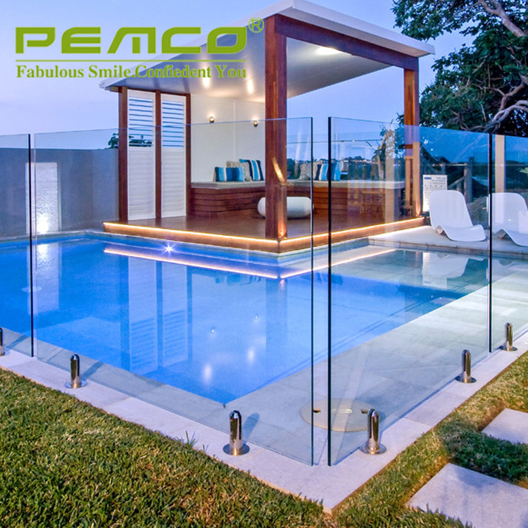 Factory Custom Decorative Mirror Polished Stainless Steel Swimming Pool Outdoor tempered Glass Fence Panels