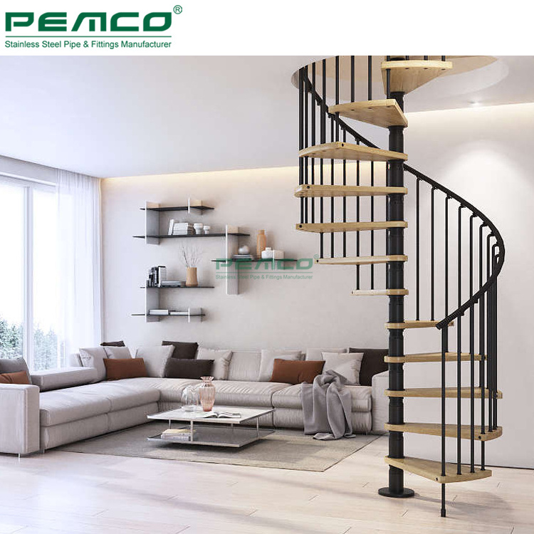 Indoor Space Saving Stairs Home Used Spiral Staircase Steel Structure Rotate Staircase