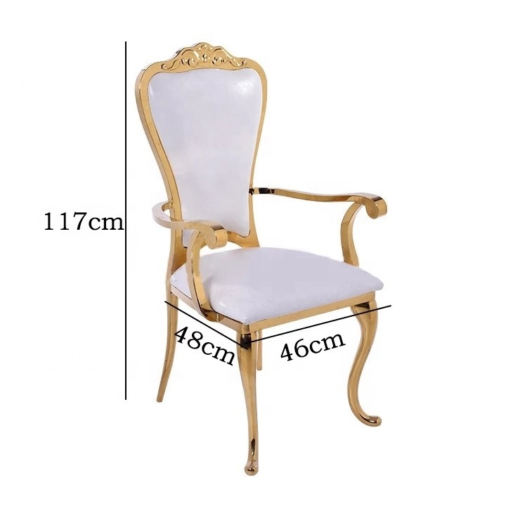 Dining Throne Chairs Hotel Furniture Events Modern Luxury Royal Stainless Steel Wedding King Queen Throne Chairs