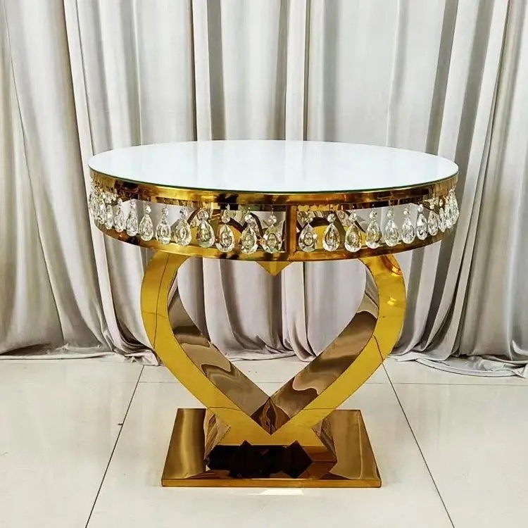 Wholesale Crystal Decor Metal Base Love Cake Table For Wedding Cakes Party Banquet Dessert Table