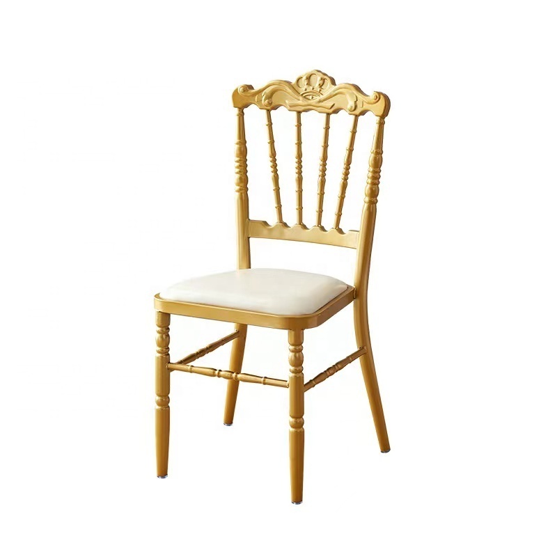 Royal Crown Design Gold Iron Wedding Chairs For Events Party Customized Banquet Chair