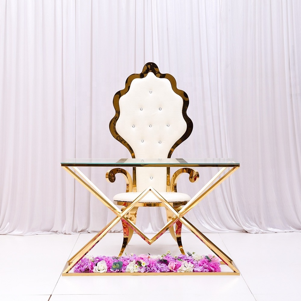 Fashion Design Stylish Wedding Furniture Stainless Steel Wedding Banquet Throne King Chair