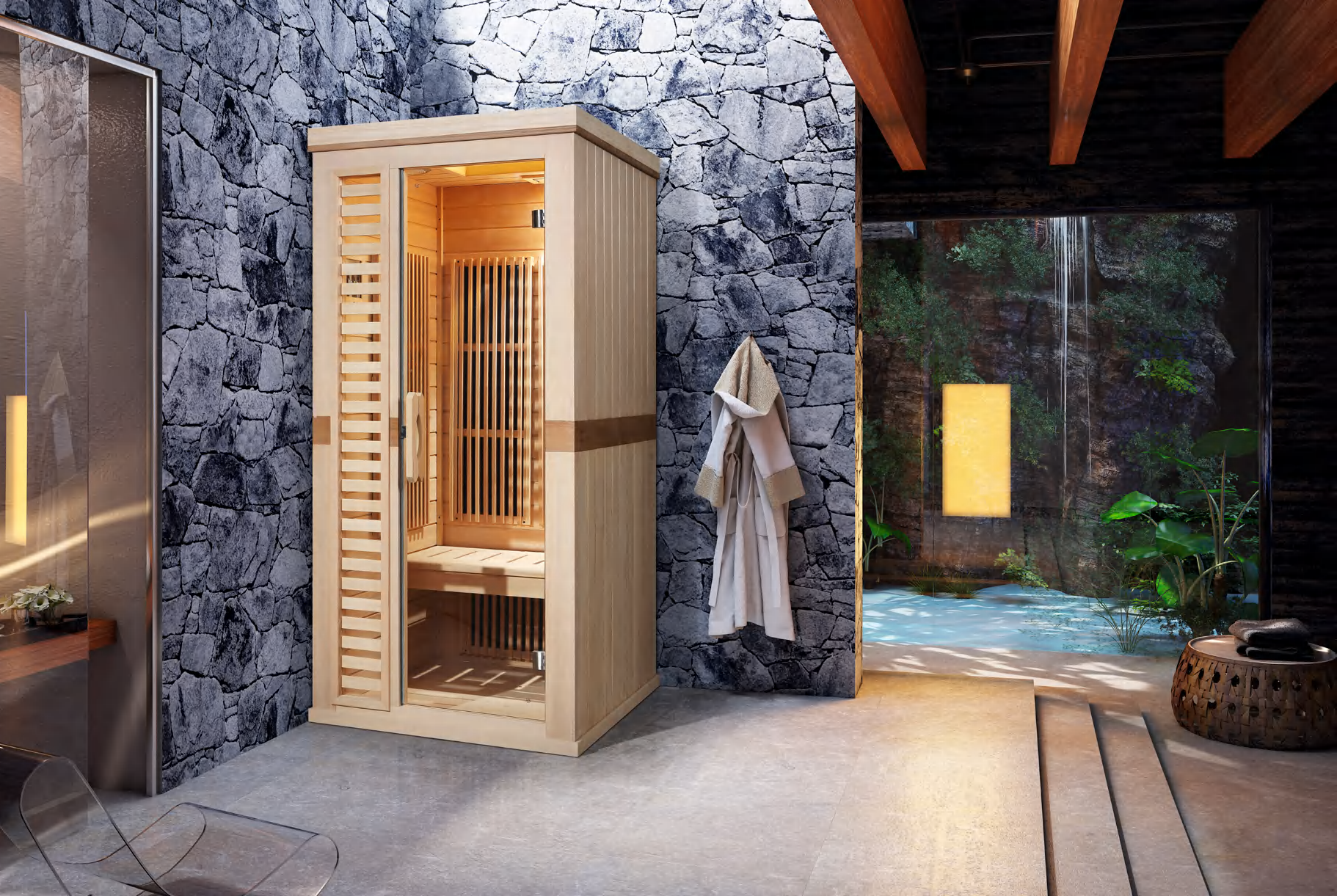 1 person far infrared indoor sauna room mini barrel sauna/ traditional sauna room for Home