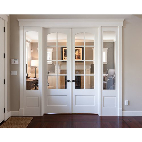 European style solid wood interior double swing door french door glass inserts for living room