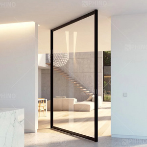 Modern French Style Entry Aluminum Frame Glass Pivot Door Home Entrance Door With Smart Door Lock