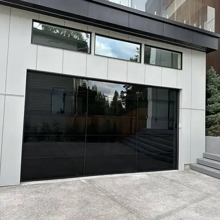 Well New Design Modern aluminum tempered full view glass garage door price mirror plexiglass panel garage doors