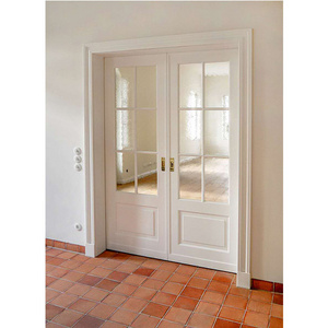 European style solid wood interior double swing door french door glass inserts for living room