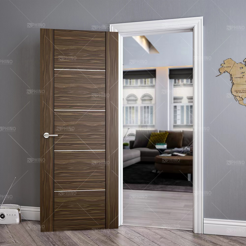 Foshan factory wholesale price veneer wood doors internal wooden house interior door with frame