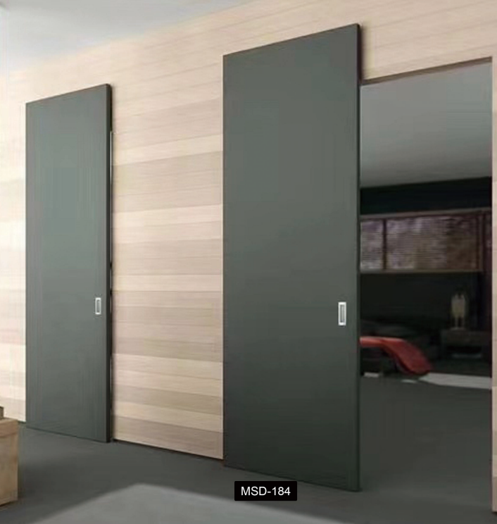 Wall Mount Concealed Sliding Door Engineered Wood Ghost Door With Rail System