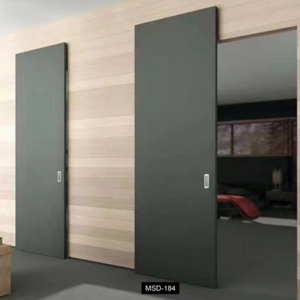 Wall Mount Concealed Sliding Door Engineered Wood Ghost Door With Rail System