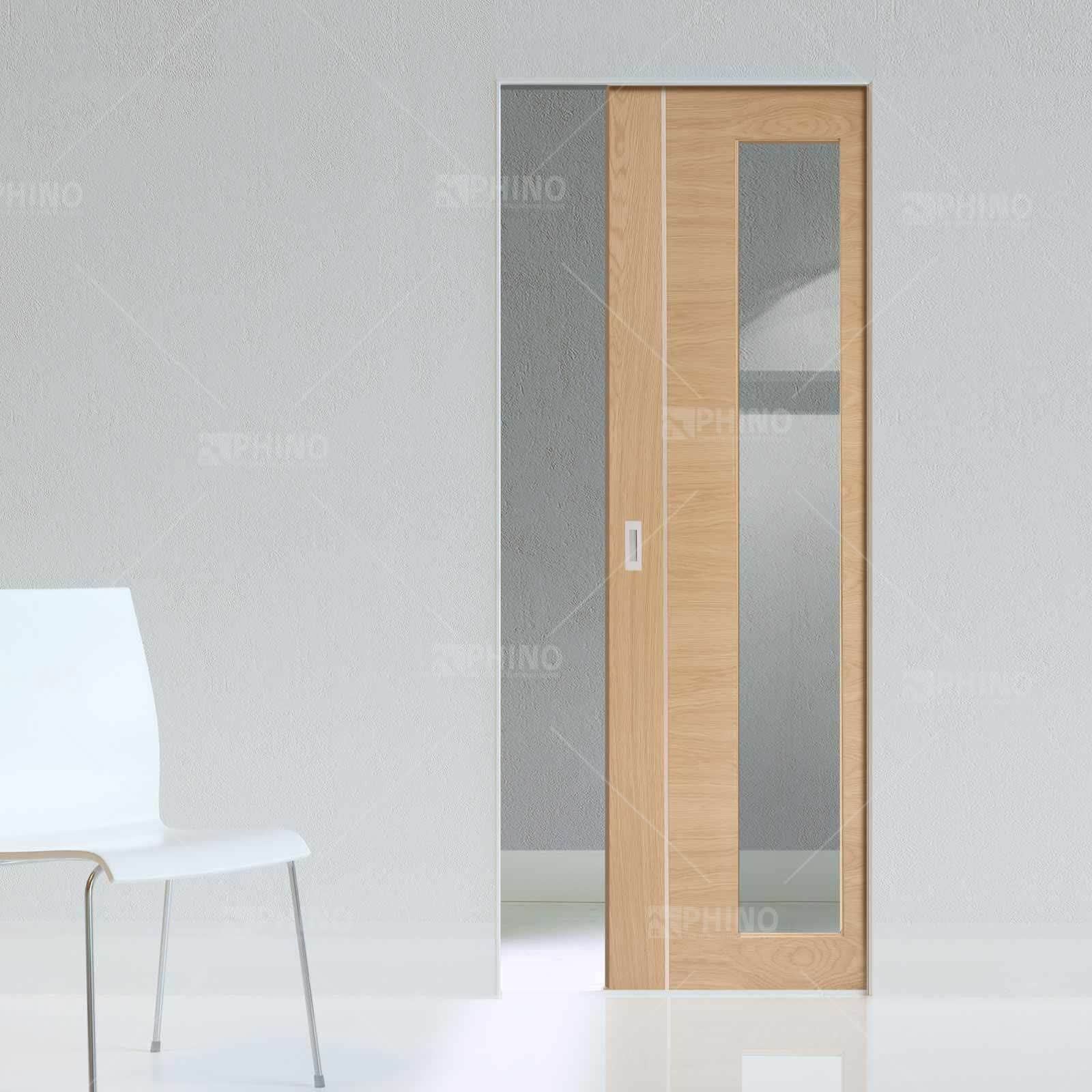 American design single pocket wood door home room door interior pocket door set