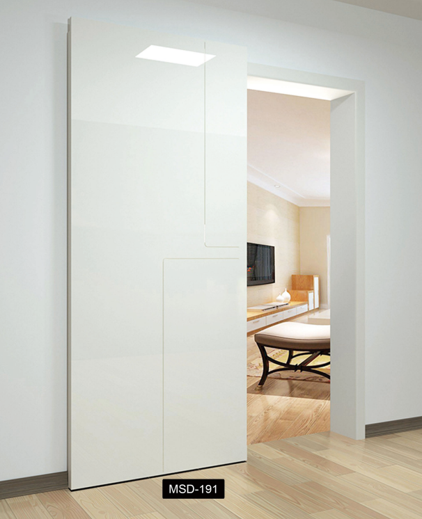 Wall Mount Concealed Sliding Door Engineered Wood Ghost Door With Rail System