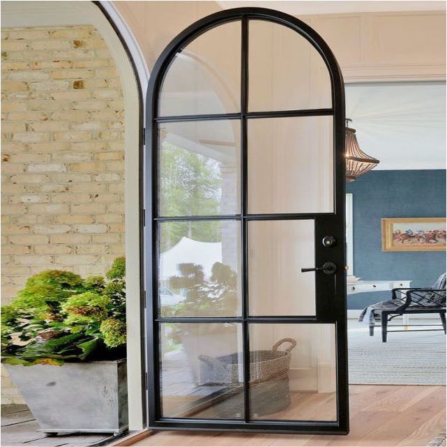 High quality aluminum soundproof glass door arched french doors exterior door