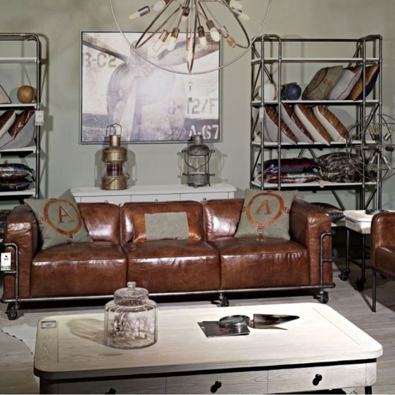 American style Sofa Set Furniture Vintage Leather Sofa with Wheels top sellers modern boucle floor sofa