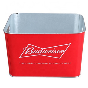 8L square metal ice bucket for beer bottles, Tin ice bucket with logo printed