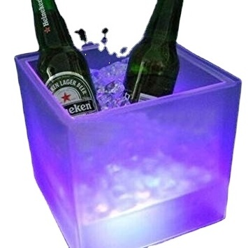 barware beer ice bucket square transparent Plastic ice bucket with LED lighting