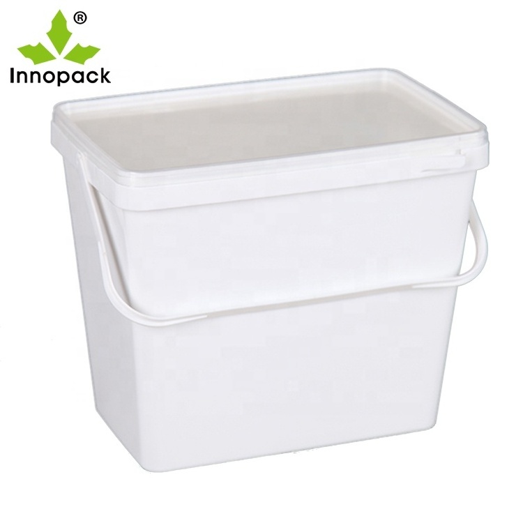 Factory wholesale Custom Food Packing 3L 4L Square Plastic Bucket food grade Bucket with lids