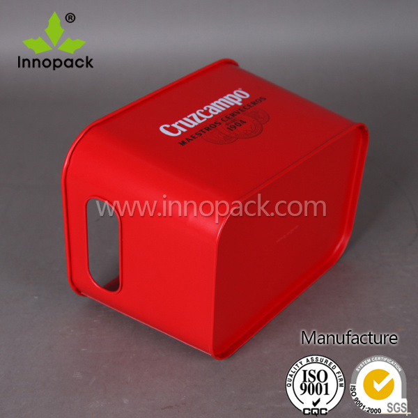 8L square metal ice bucket for beer bottles, Tin ice bucket with logo printed