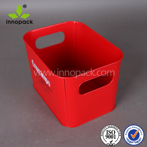 8L square metal ice bucket for beer bottles, Tin ice bucket with logo printed