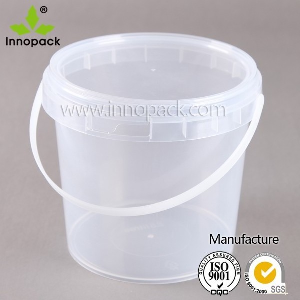 4L transparent plastic bucket,clear plastic bucket with lid