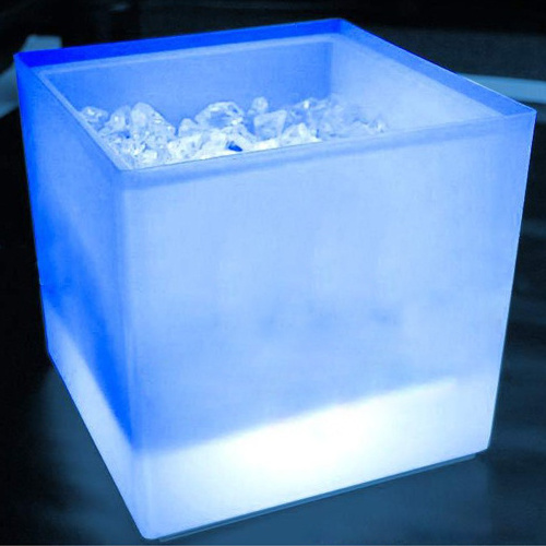 barware beer ice bucket square transparent Plastic ice bucket with LED lighting