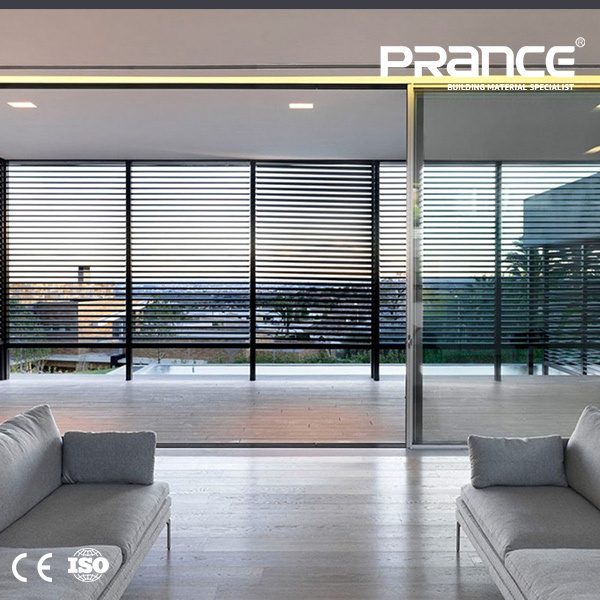 Well-designed aluminum farme double glass partition of the office interior