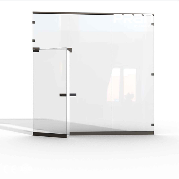 Well-designed aluminum farme double glass partition of the office interior