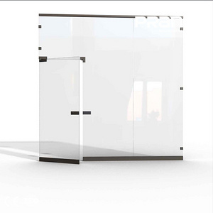 Well-designed aluminum farme double glass partition of the office interior