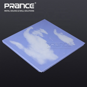 Blue sky white cloud pattern metal clip in ceiling tiles