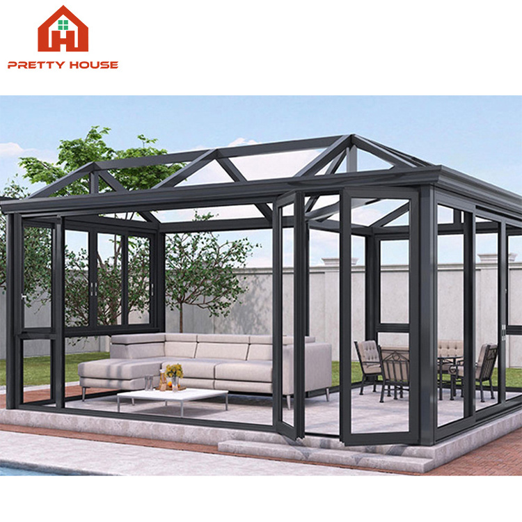 Modern Style Aluminium Frame Sunroom Commercial Glass House