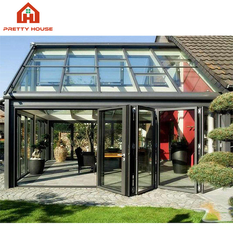 Luxury Design Garden Sunroom Aluminium GlassHouse Retractable Sunroom