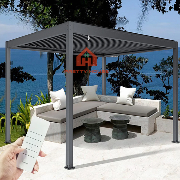 Waterproof Louver Roof System Kits With Electric Blinds Garden Bioclimatic Aluminium Pergola Gazebo