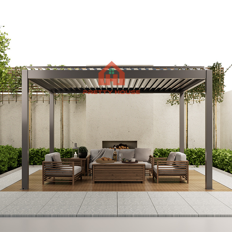 Automatic Patio Gazebo Outdoor Arches Bioclimatic Aluminium Pergola Opening Louvred Roof