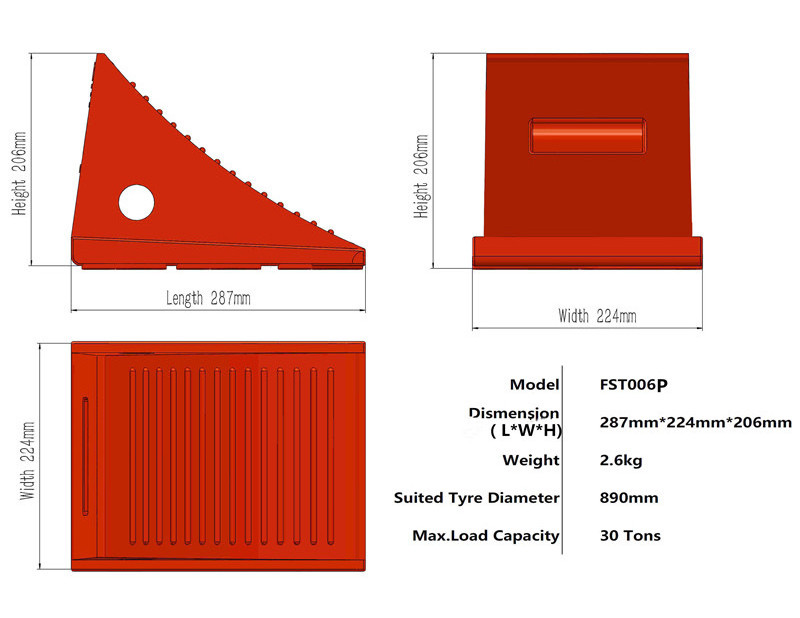 parking block customized pu rubber wheel chock durable wheel chock