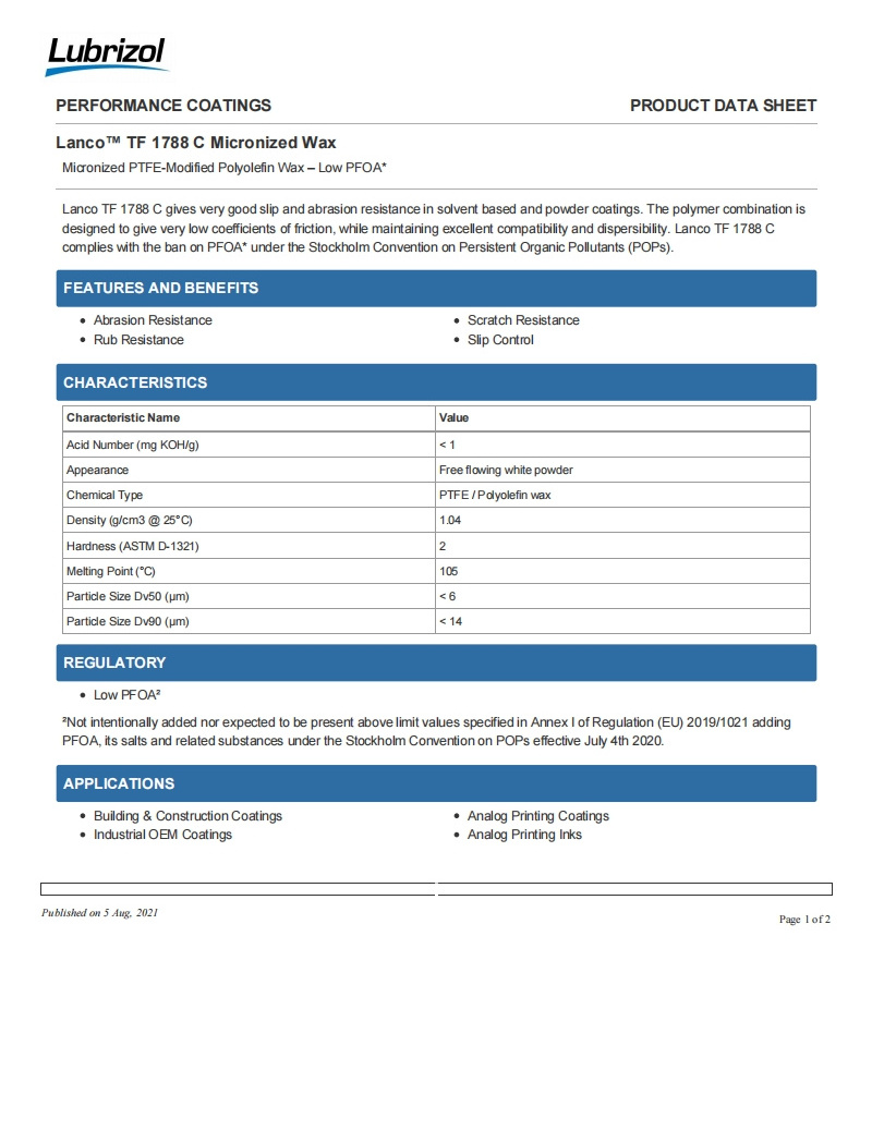 1788C Dioxide Coating Per Ton Granules Plastic Additive Matting Agent Polyester Wax Powder