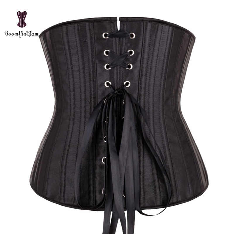 Halloween Black Champagne Underbust Korset Women Plain Corsets & Bustiers Firm Tummy Wrap Belt Waist Trainer 26 Steel Bone