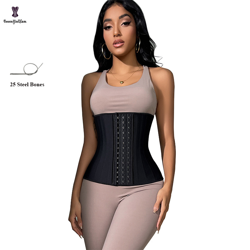 Plus Size Xs-xxxl Wholesale Colombian Girdles Matte Latex 25 Steel Bone Waist Trainer Corset Women With Private Label