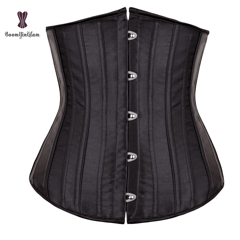 Halloween Black Champagne Underbust Korset Women Plain Corsets & Bustiers Firm Tummy Wrap Belt Waist Trainer 26 Steel Bone