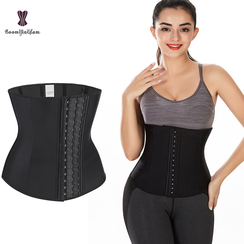 wholesale mature women outwear latex nine steel boned waist training corset fajas